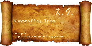 Kunstoffny Irma névjegykártya